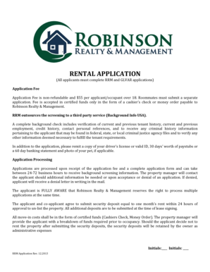 Robinson Realty Rental Application