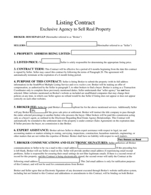 Exclusive Agency to Sell Real Property