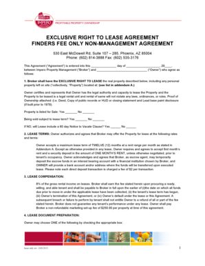 Exclusive Right to Lease Agreement