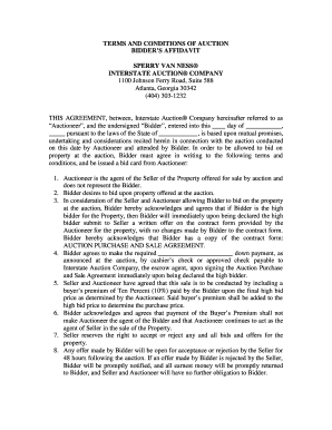 Bidder’s Affidavit for Auction