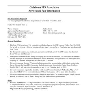Oklahoma FFA Agriscience Fair Registration Form