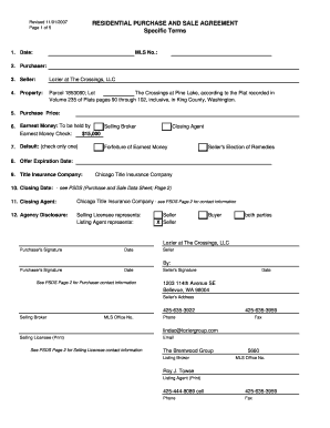 Residential Purchase and Sale Agreement