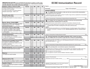 Minnesota ECSE Immunization Record Form