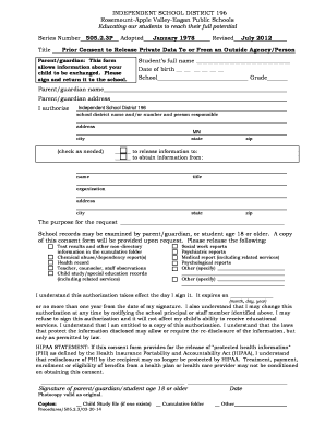 Prior Consent to Release Private Data