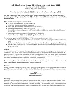Minnesota Home School Testing Order Form
