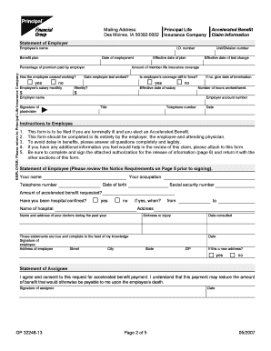 Principal Life Accelerated Benefit Claim Form