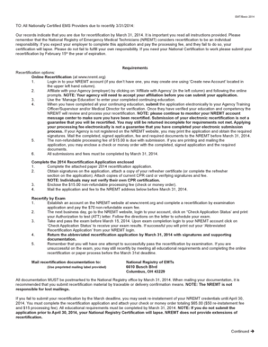 EMT/Basic 2014 Recertification Application
