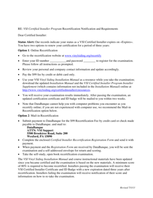 VSI Certified Installer Recertification Form