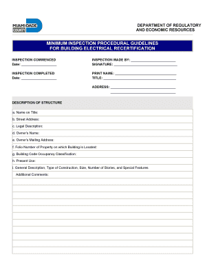 Building Electrical Recertification Inspection Form
