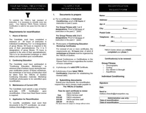 YMCA Fitness Instructor Recertification Request Form