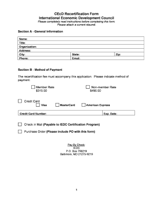 Certified Economic Developer Recertification Application