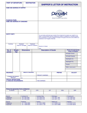 Shipper's Letter of Instruction