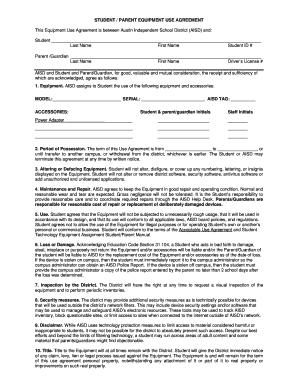 Student Parent Equipment Use Agreement