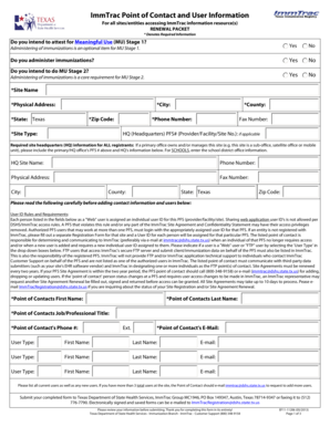 Texas ImmTrac Site Agreement and Confidentiality Statement