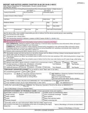North Dakota DUI Report and Notice