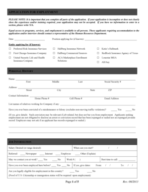 Employment Application Form