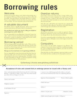 Gothenburg Library Borrowing Rules Agreement