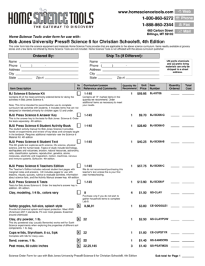 Home Science Tools Order Form