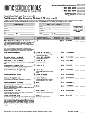 Home Science Tools Order Form