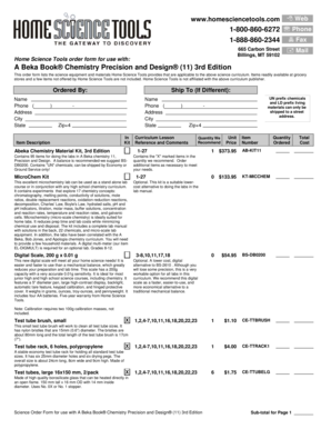 Home Science Tools Chemistry Order Form