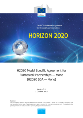 H2020 Model Specific Agreement for Framework Partnerships