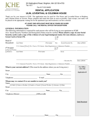 Rental Application for Senior Housing