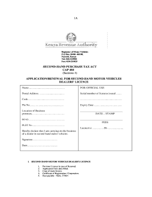 Second Hand Motor Vehicle Dealer Licence Application