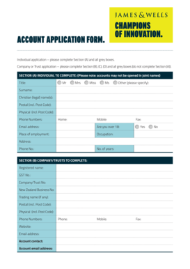 Champions Account Application Form