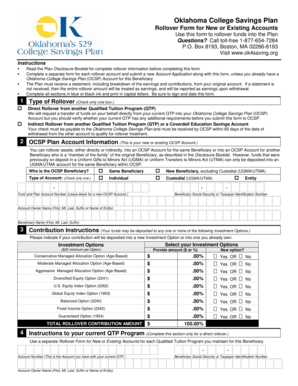 Oklahoma College Savings Plan Rollover Form