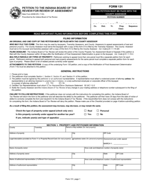 Indiana Board of Tax Review Petition Form 131