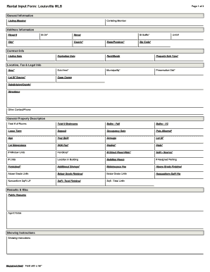 Louisville MLS Rental Input Form