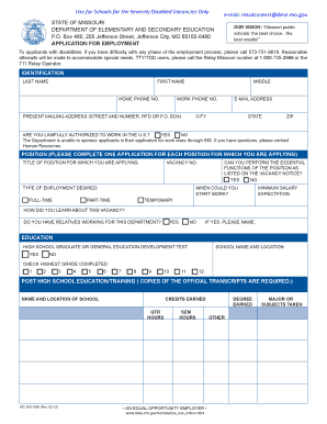 Missouri Application for Employment