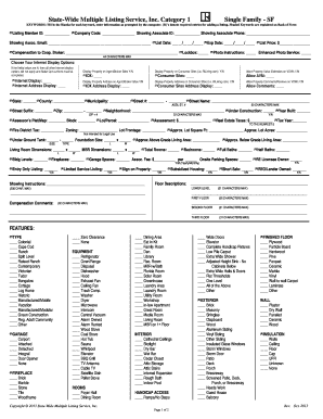 Single Family Real Estate Listing Form