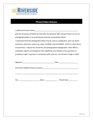 Photo/Video Release Form