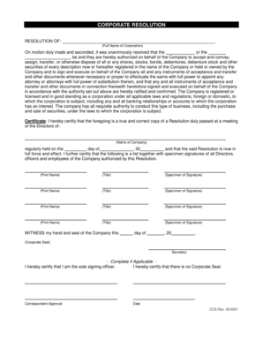 Corporate Resolution for Securities Transfer
