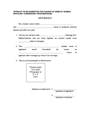 Affidavit for Change of Name by Woman