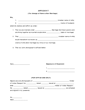 Affidavit for Change of Name After Marriage