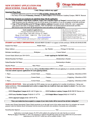 Chicago High School Application Form