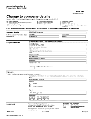 ASIC Form 484