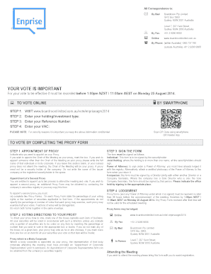 Proxy Form for Enprise Group Limited AGM