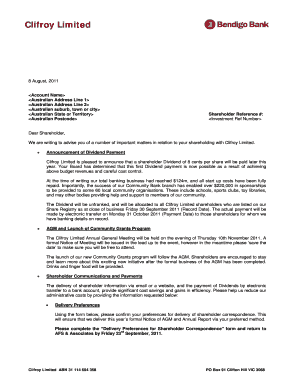 Clifroy Limited Shareholder Dividend Notice