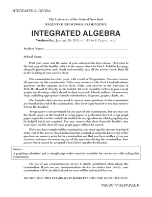 Integrated Algebra Regents Exam
