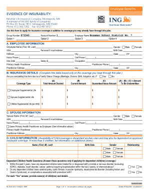 Employee Benefits Evidence of Insurability Form
