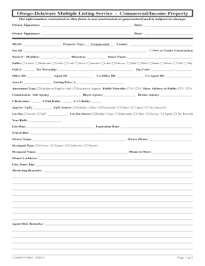 Otsego-Delaware Commercial Property Listing Form