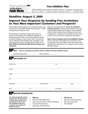 Free Exhibit Pass Order Form