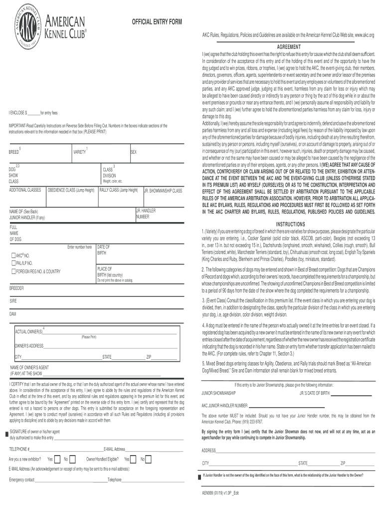 Akc Agility Entry Form Fill Out Sign Online DocHub