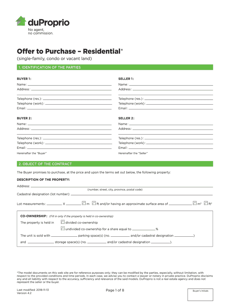simple offer to purchase form quebec Preview on Page 1.
