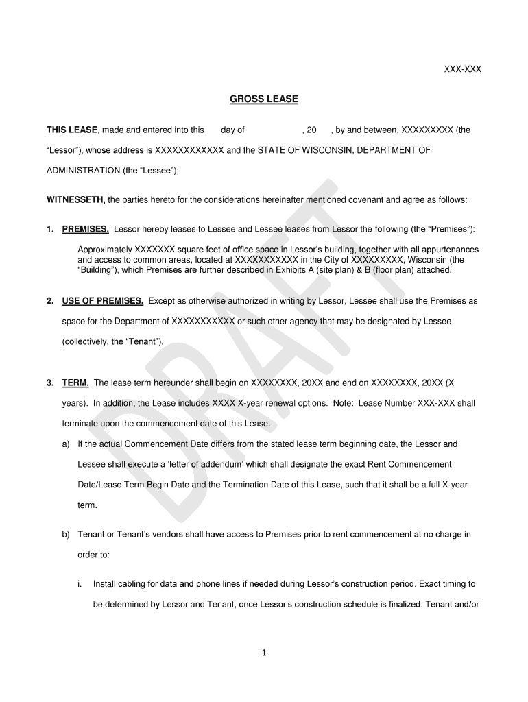 Fillable Online Gross Lease Template Fax Email Print pdfFiller