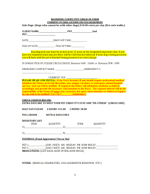 BOARDING CLIENT/PET CHECK IN FORM PA PET 2nd