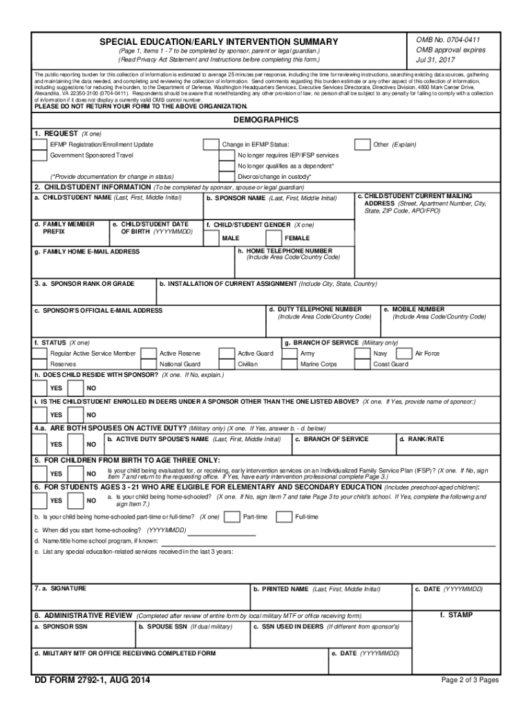 DD Form 27921 2014 Fill and Sign Printable Template Online US